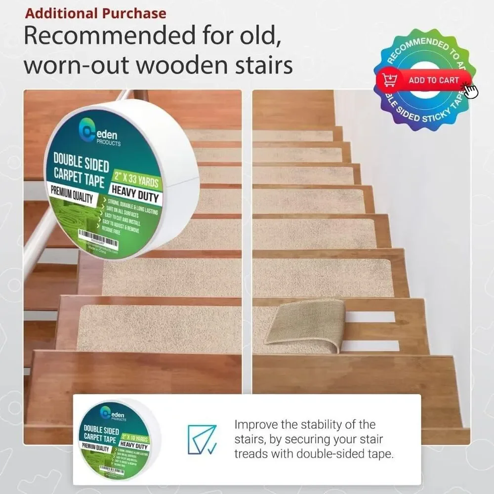 15-PCS Non-Slip Carpet Stair Treads for Wooden Steps 8